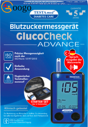 GlucoCheck ADVANCE blood glucose meter with voice output