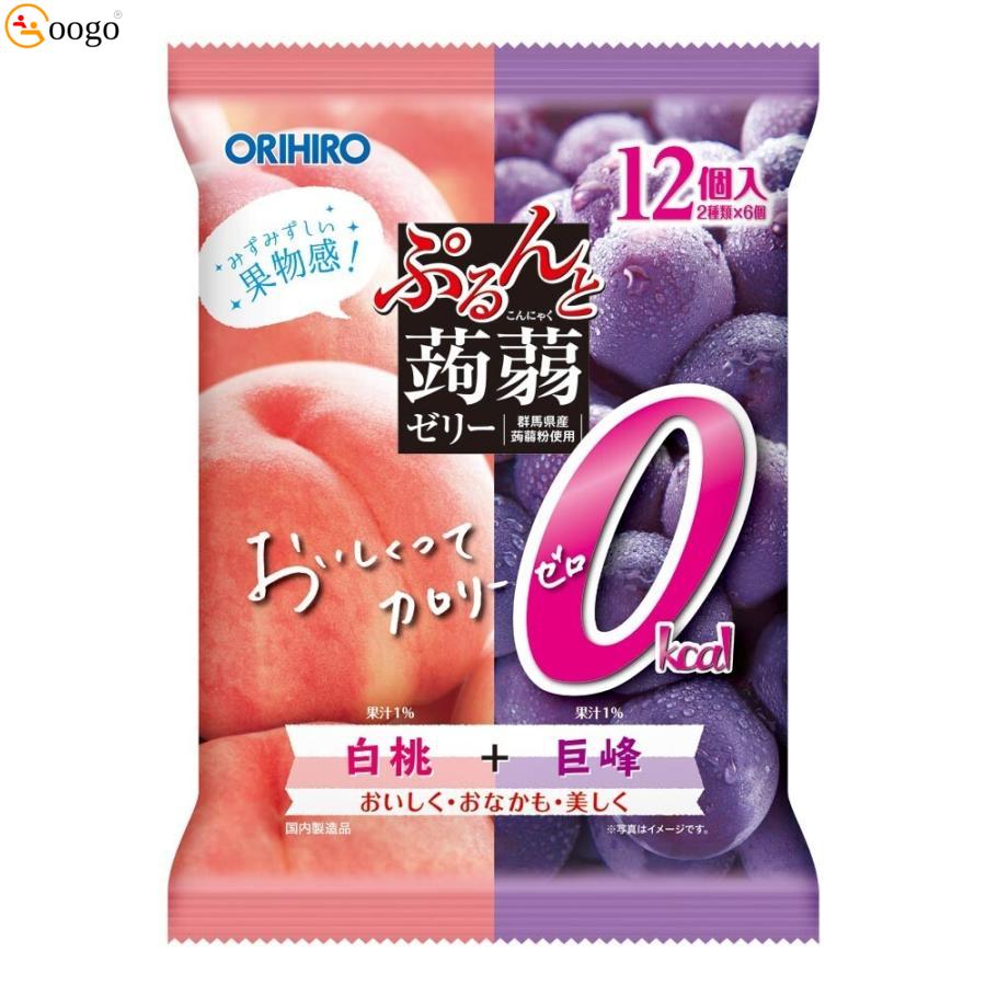 Purunto Konjac Jelly Pouch Zero Calorie White Peach + Kyoho (12 x 12 Bags)